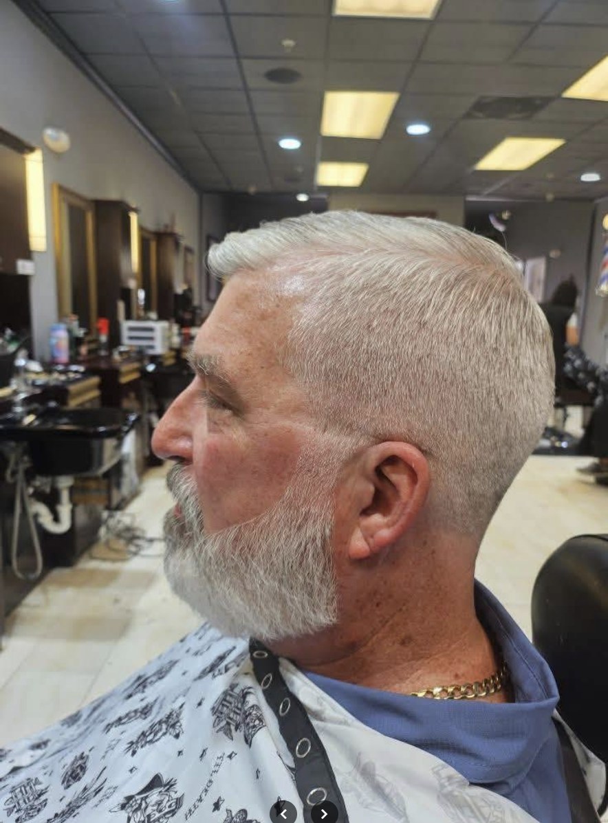 Silver fade with groomed beard
