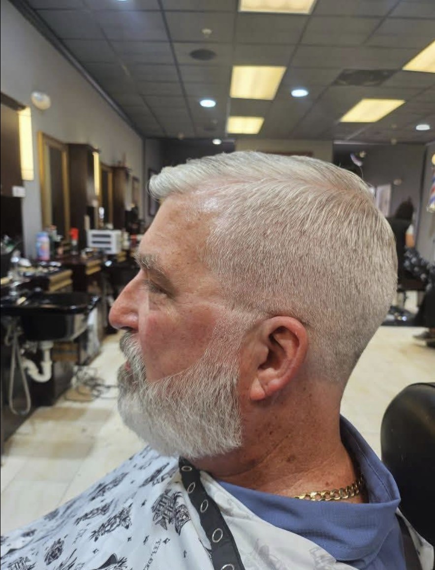Silver fade with full beard