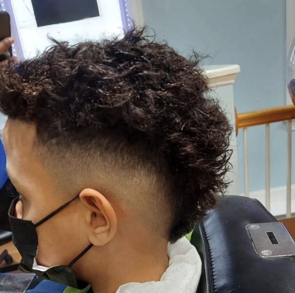 Kid's curly top with fade